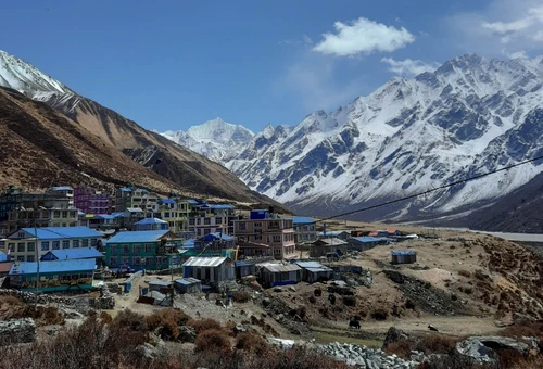 Best time to visit Langtang Valley Trek with panoramic views of Langtang Lirung and Kyanjin Gompa in Nepal.