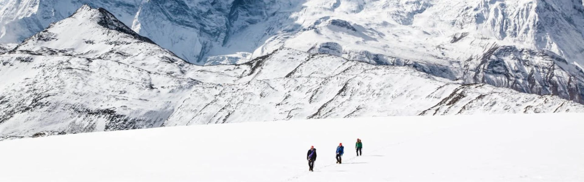 Hidden high mountain passes of the Annapurna region in Nepal with panoramic Himalayan views