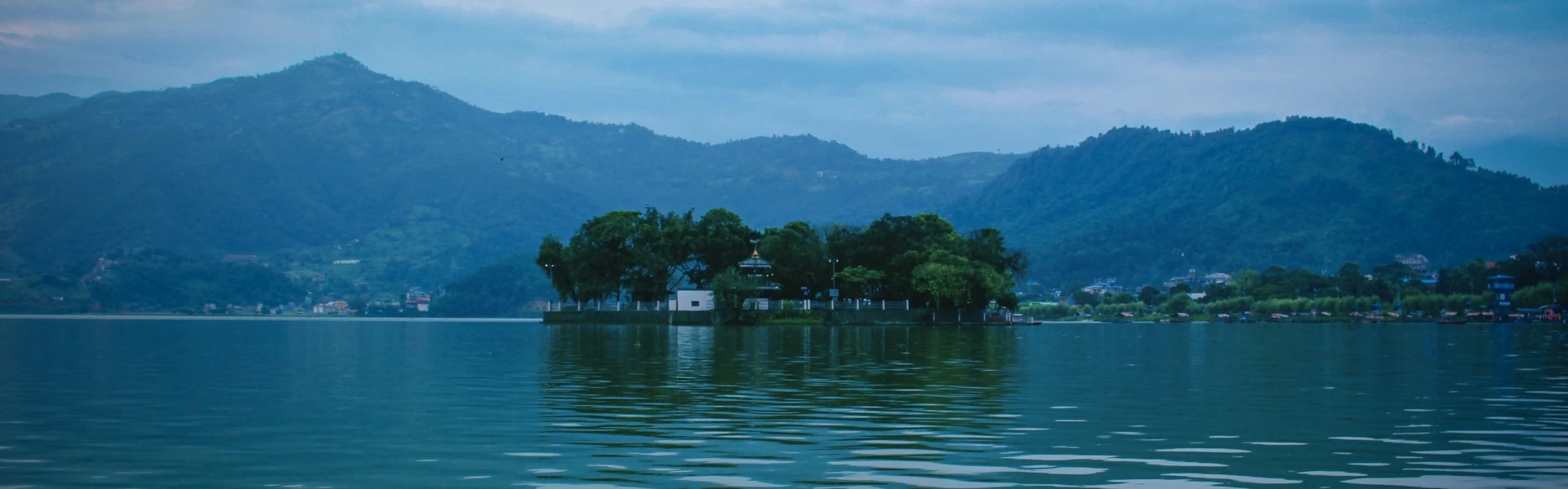 Scenic Himalayan lakes in Nepal surrounded by snow-capped mountains