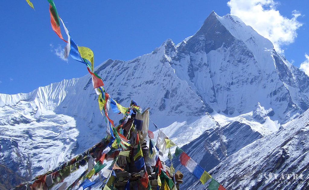 Temple flags in Machhapuchhare