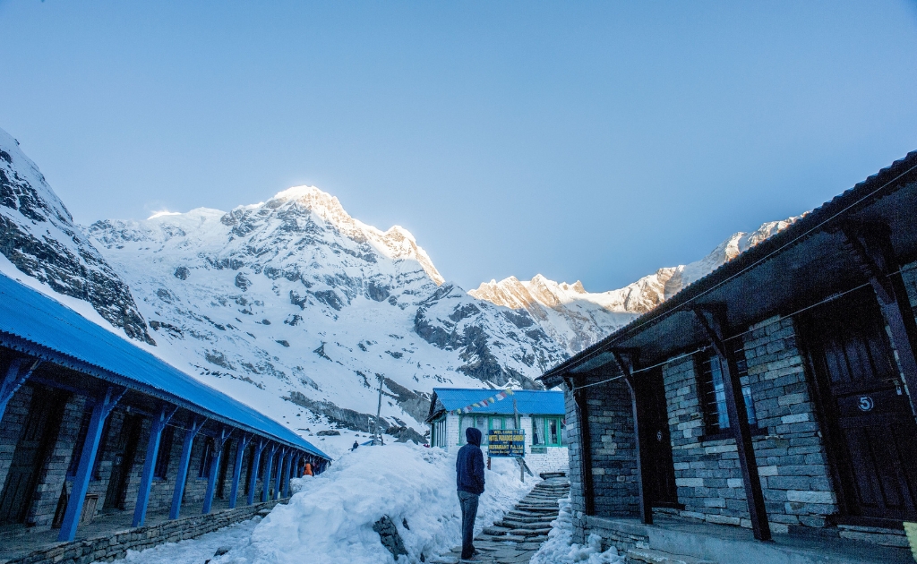Traditional teahouse accommodation on the Annapurna Base Camp Trek with mountain views