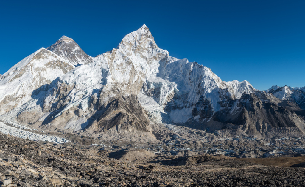 Sunrise view of Mount Everest from Kala Patthar viewpoint in the Himalayas
