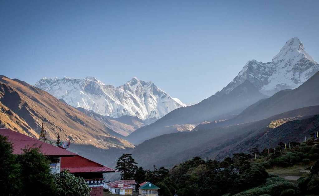 Tengboche Monastery with Ama Dablam mountain during the Everest Base Camp trek in Nepal