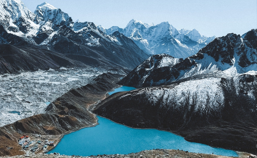 Emerald Gokyo Lakes in the Everest region with Gokyo Ri and Himalayan peaks