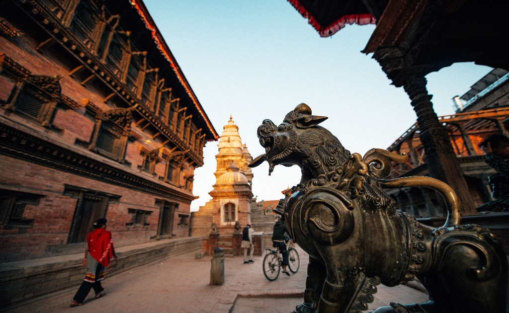 Ancient temples, royal palace, and traditional Newari architecture at Patan Durbar Square in Nepal.