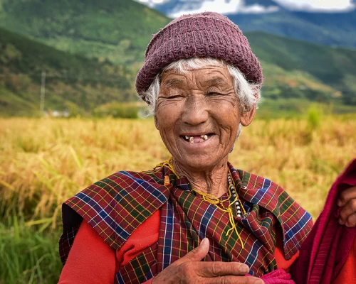 A Bhutanese Senior Smile Face